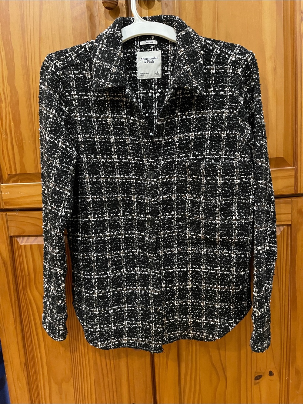 Abercrombie & Fitch Black and White Tweed Shirt Jacket (Shaket)
